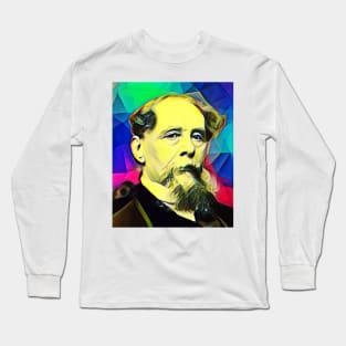 Charles Dickens Colourful Portrait | charlles dickens artwork 6 Long Sleeve T-Shirt